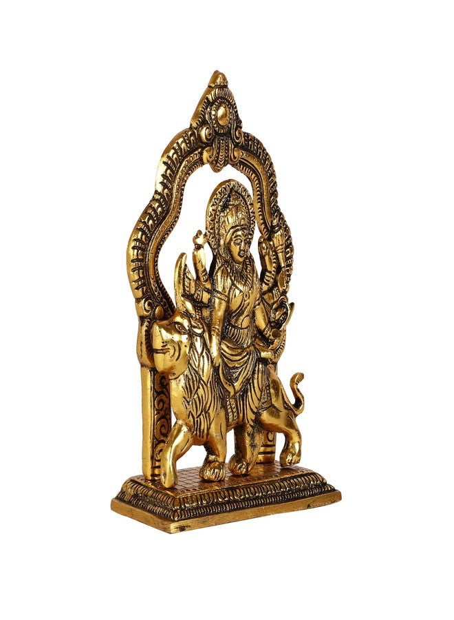 HEYEARTH Sherawali Maa Murti|Durga MATA Idol|MATA Rani Murti for Car Dashboard|Showpiece for Home Decor|Durga Maa Idol for Mandir Pooja|Religious Idols Figurines (Gold), 6.3 x 4.3 Cm - Image 3